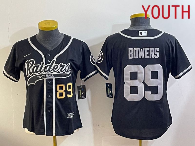 Youth Oakland Raiders #89 Bowers Black Joint Name 2024 Nike Limited NFL Jersey style 6